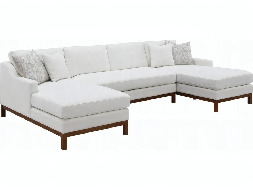 Valiant U-Shape 4-Piece Modular Ivory Chenille Sectional Sofa