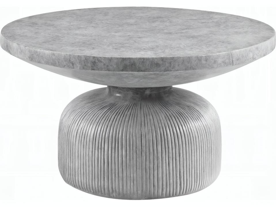 Laddie Round Coffee Table in Weathered Gray Cement
