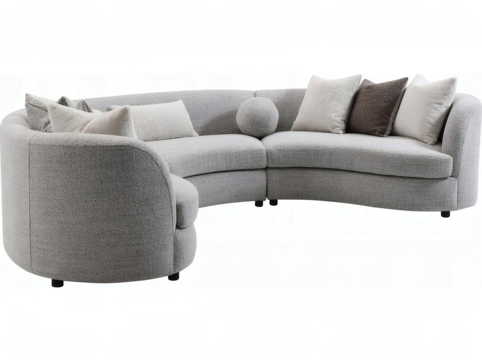 Ivria 3-Piece Curved Modular Gray Boucle Fabric Sectional