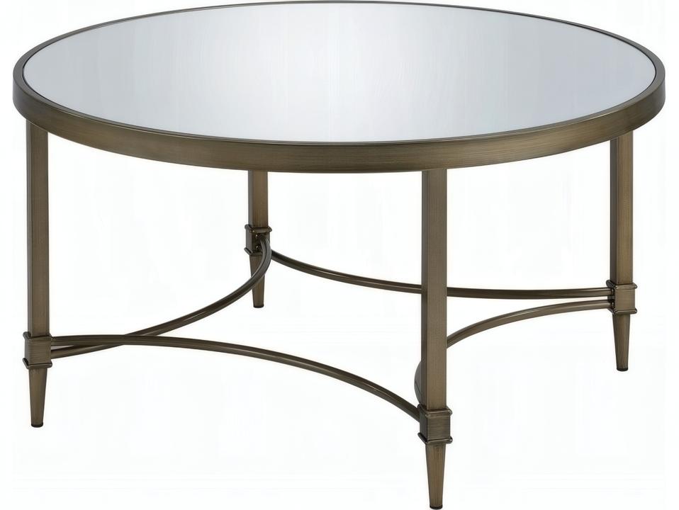 Aditya Round Coffee Table in Mirrored and Antique Brass