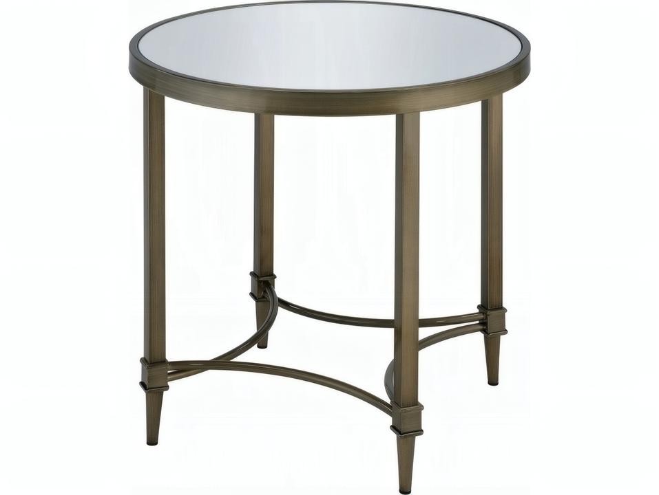 Aditya Round End Table in Mirrored and Antique Brass