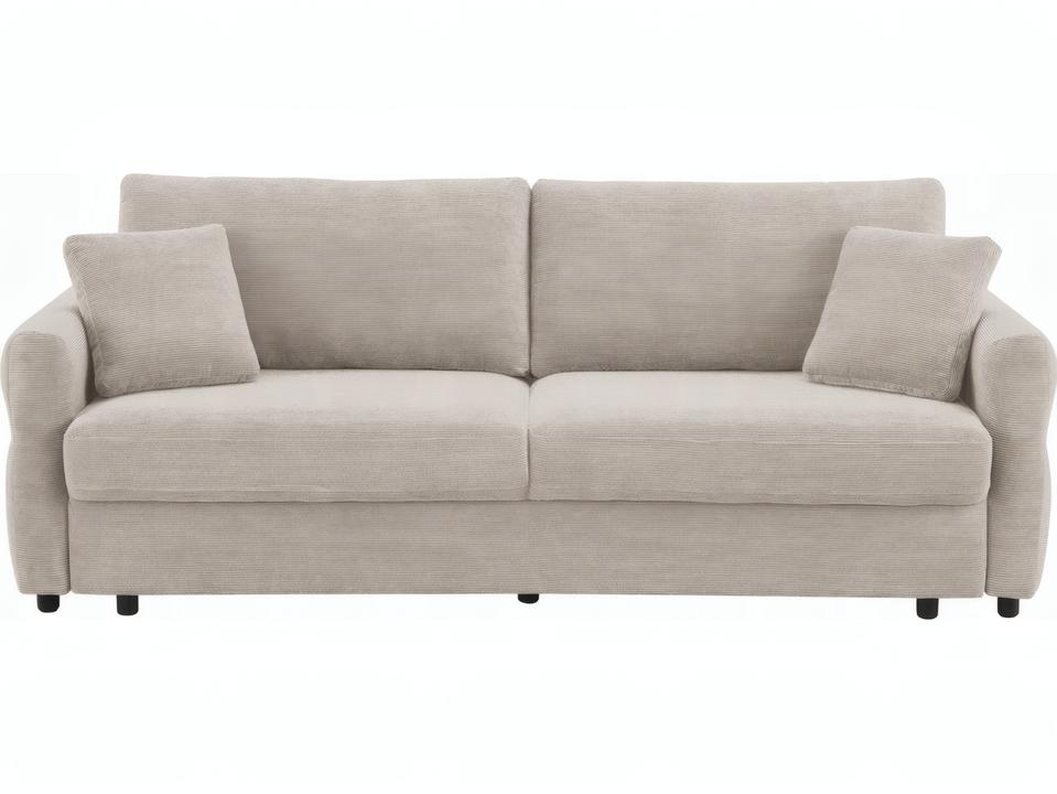 Haran 3-Seat Fabric Sleeper Sofa in Beige with Storage