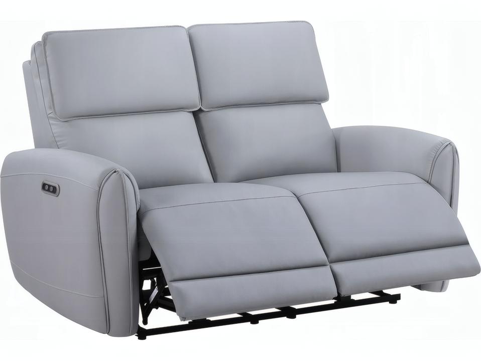 Jeromie Gray Synthetic Leather Power Reclining Loveseat