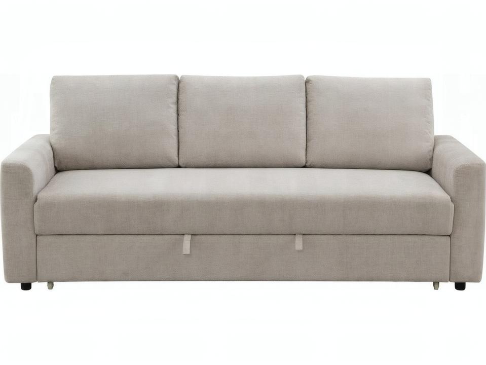 Leira 3-Seat Beige Linen Pull-Out Sleeper Sofa