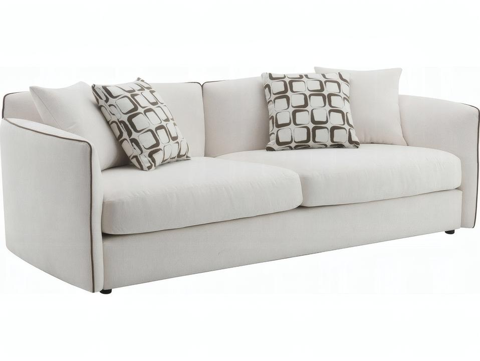 Yolanda 3-Seat Chenille Sofa in Beige with 4 Pillows