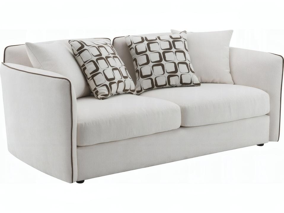 Yolanda Beige Chenille Loveseat with 4 Pillows