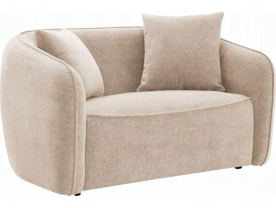 Keith Loveseat with 2 Pillows in Beige Chenille Fabric