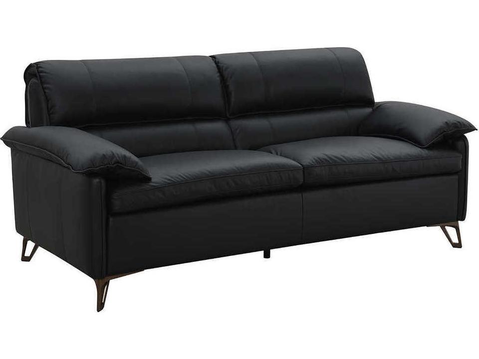 Eilene Black Leather Loveseat