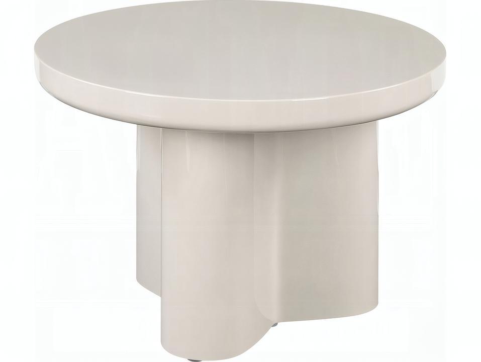 Joane Round End Table Light Gray High Gloss