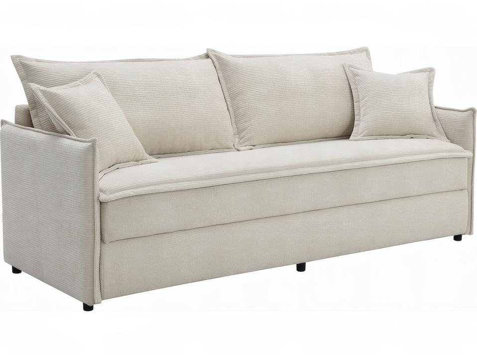 Elisea Beige Chenille Fabric Sleeper Sofa