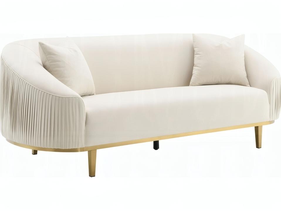 Martina 3-Seat Ivory Velvet Sofa