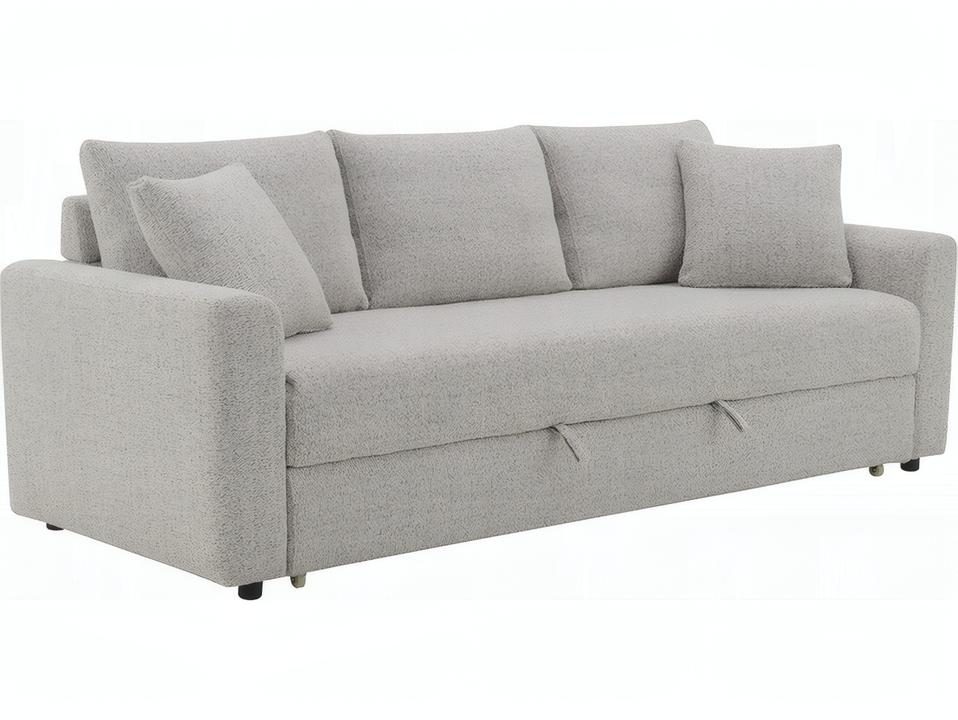 Connie 3-Seat Full Size Pull-Out Sleeper Sofa in Beige Boucle Fabric