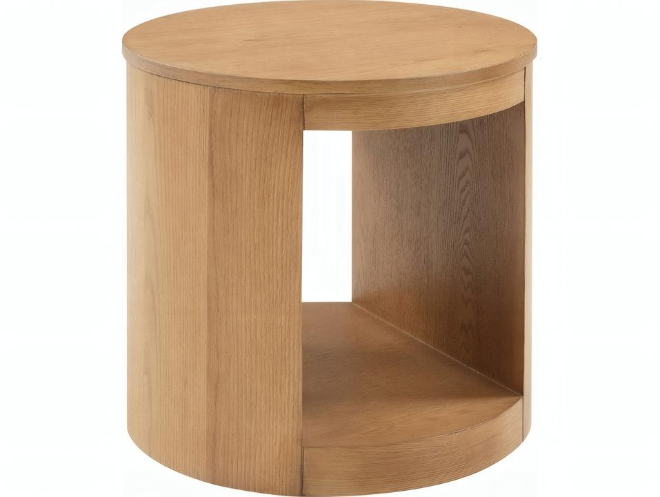Zoey Round Wood Oak End Table