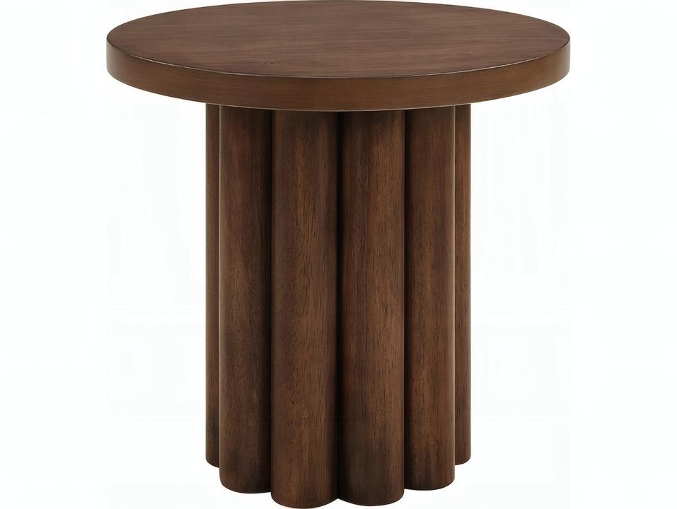Sanat Round End Table in Brown Wood