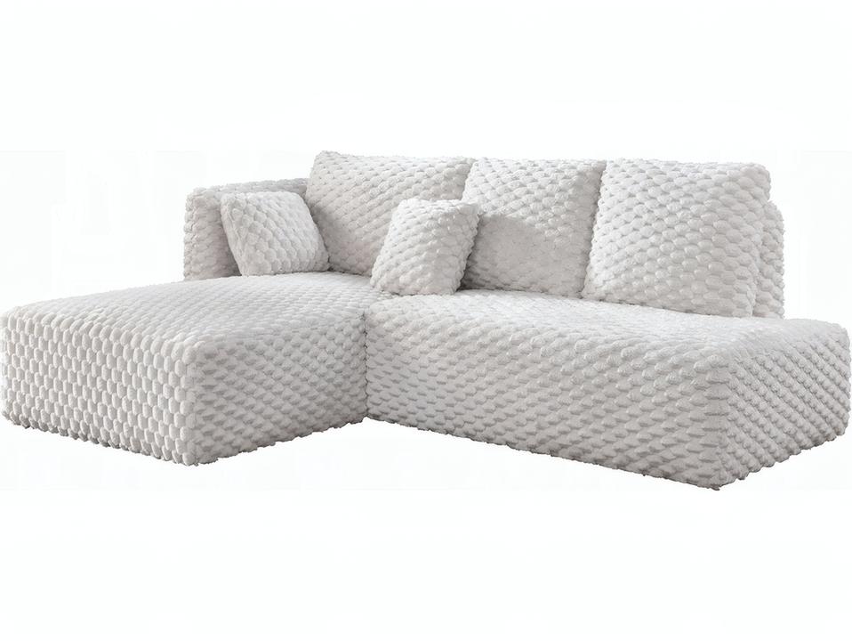 Manya 2-Piece Left Chaise Plush Ivory Corduroy Sectional