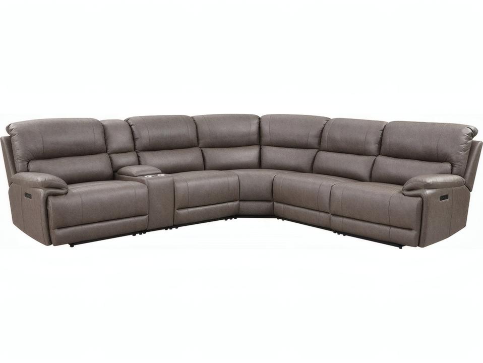 Kantu 6-Piece Power Reclining Sectional Sofa in Brown Synthetic Leather