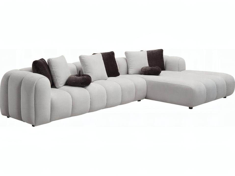 Manilla 2-Piece Sectional Sofa with Ivory White Linen Upholstery
