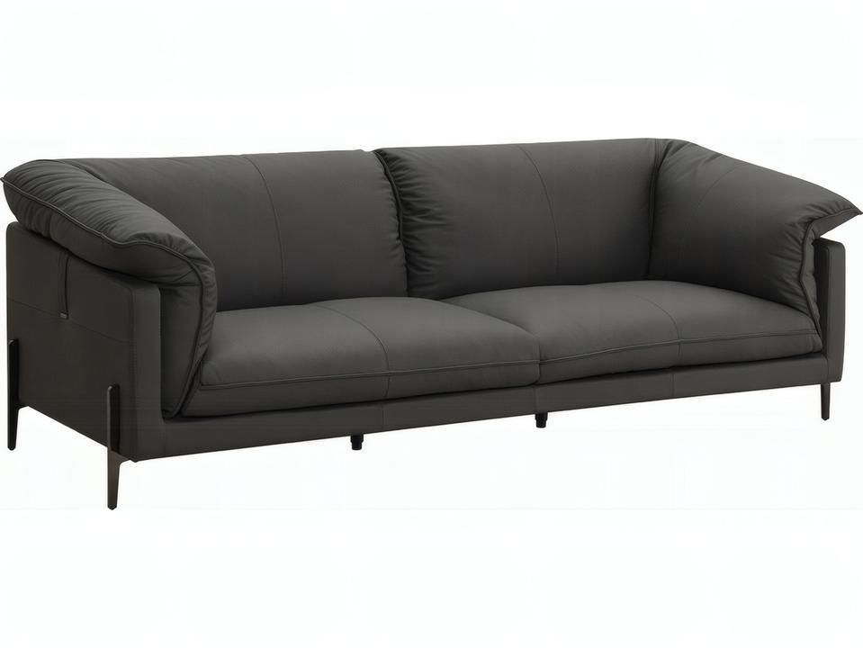 Tadi 3-Seat Top Grain Leather Sofa in Black