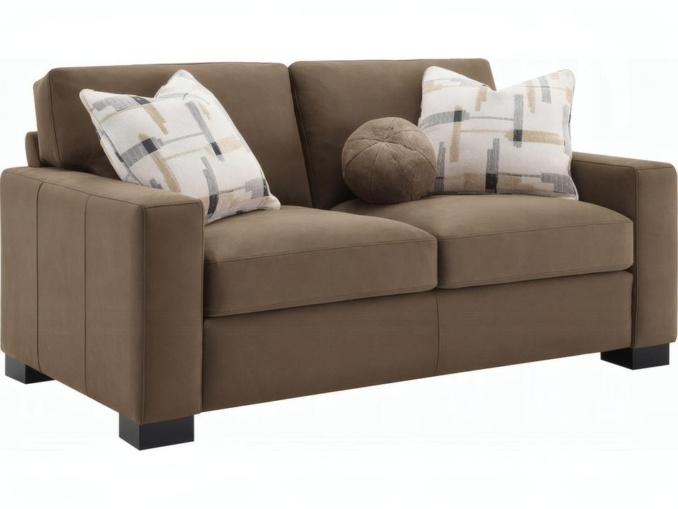 Darya 2-Seat Brown Suede Loveseat with 3 Accent Pillows