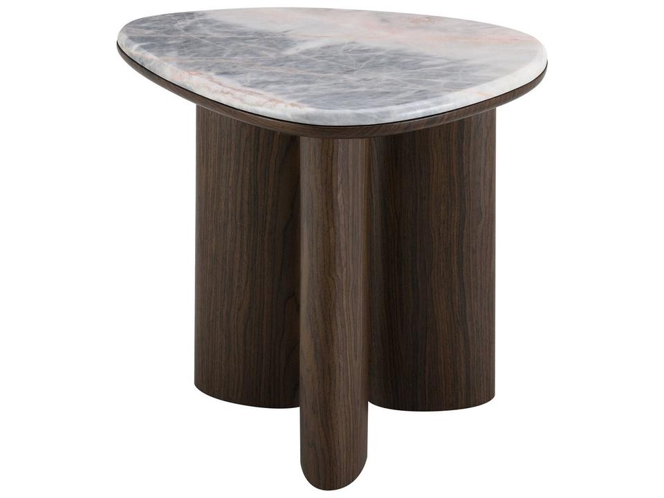 Hanale Natural Marble End Table in Brown