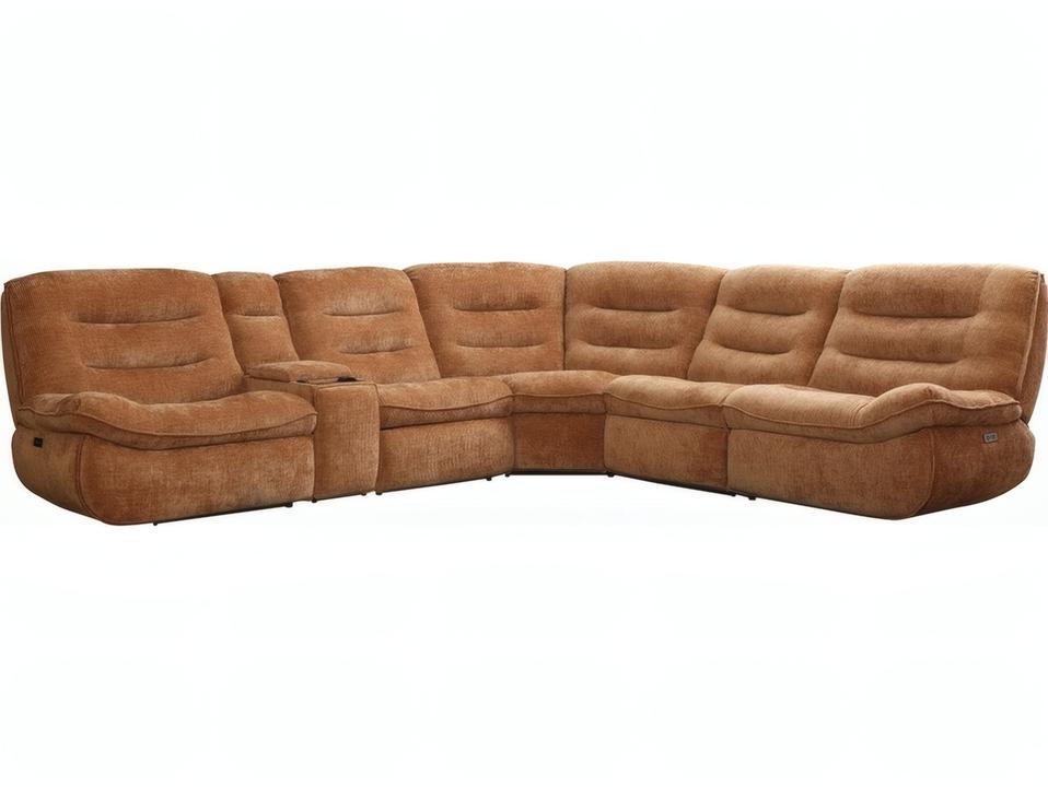 Emmy 6-Piece Power Motion Modular Sectional Sofa in Orange Chenille