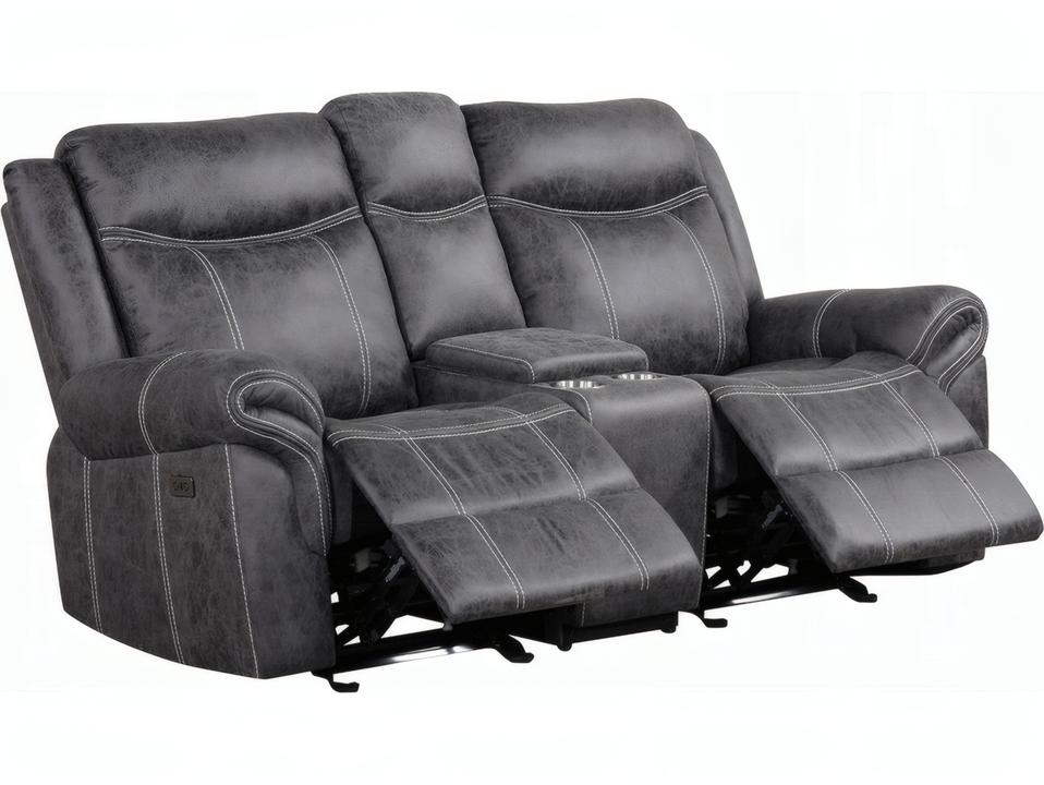 Zubaida Dark Gray Polish Microfiber Upholstered Loveseat