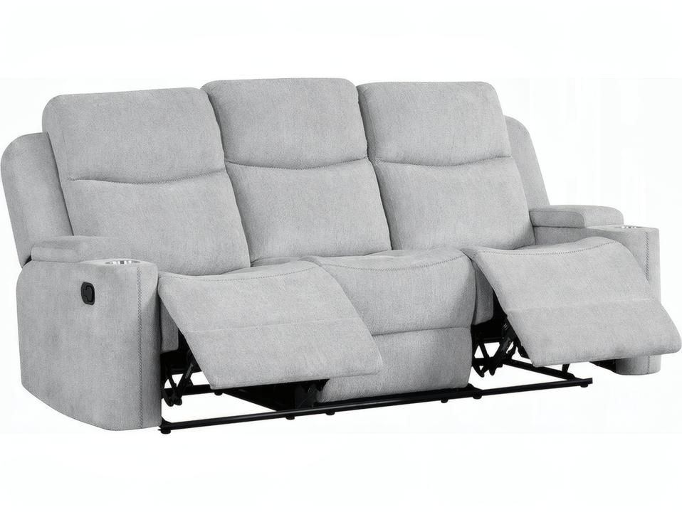 Galya Manual Reclining Chenille Sofa with Storage Arms in Light Gray