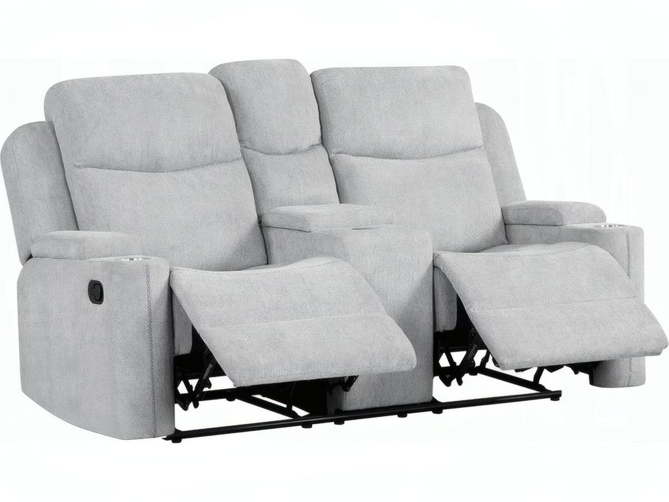 Galya Manual Reclining Loveseat with Console in Light Gray Chenille