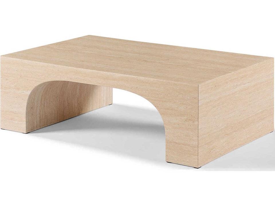 Inca Rectangle Coffee Table in Travertine Stone and Beige
