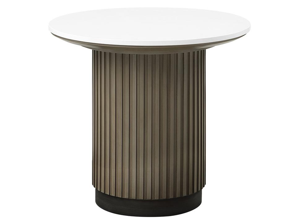 Clayten Round Faux Marble Engineering Top Light Oak End Table