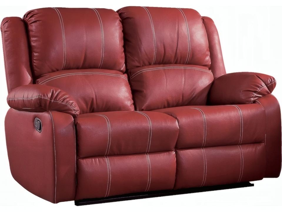 Zuriel 2-Seat Manual Motion Reclining Faux Leather Loveseat in Red