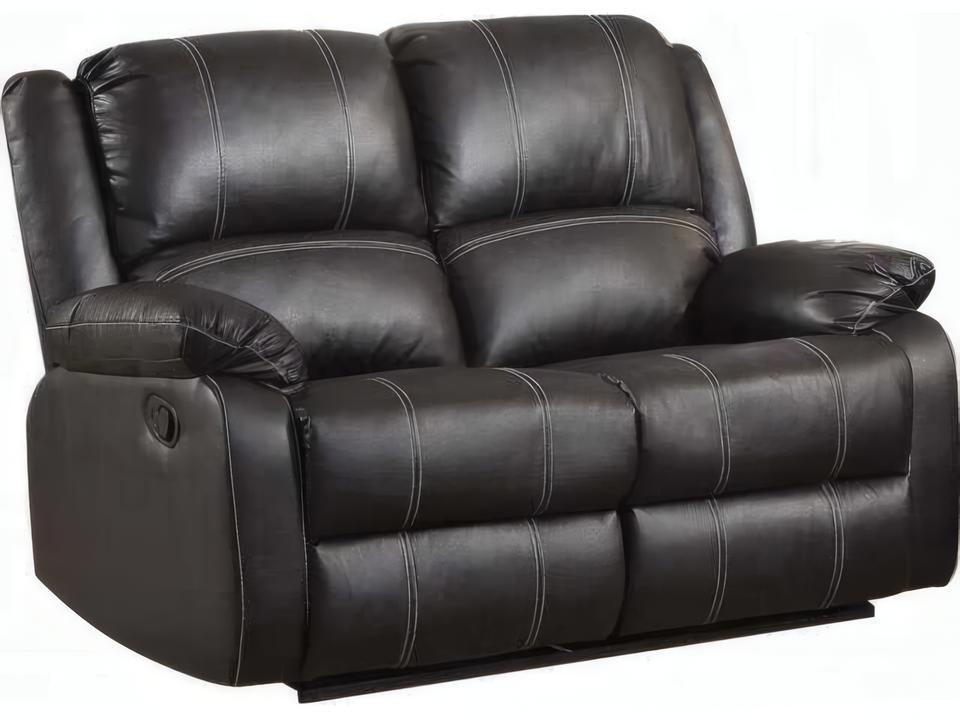 Zuriel 2-Seat Reclining Faux Leather Loveseat in Black