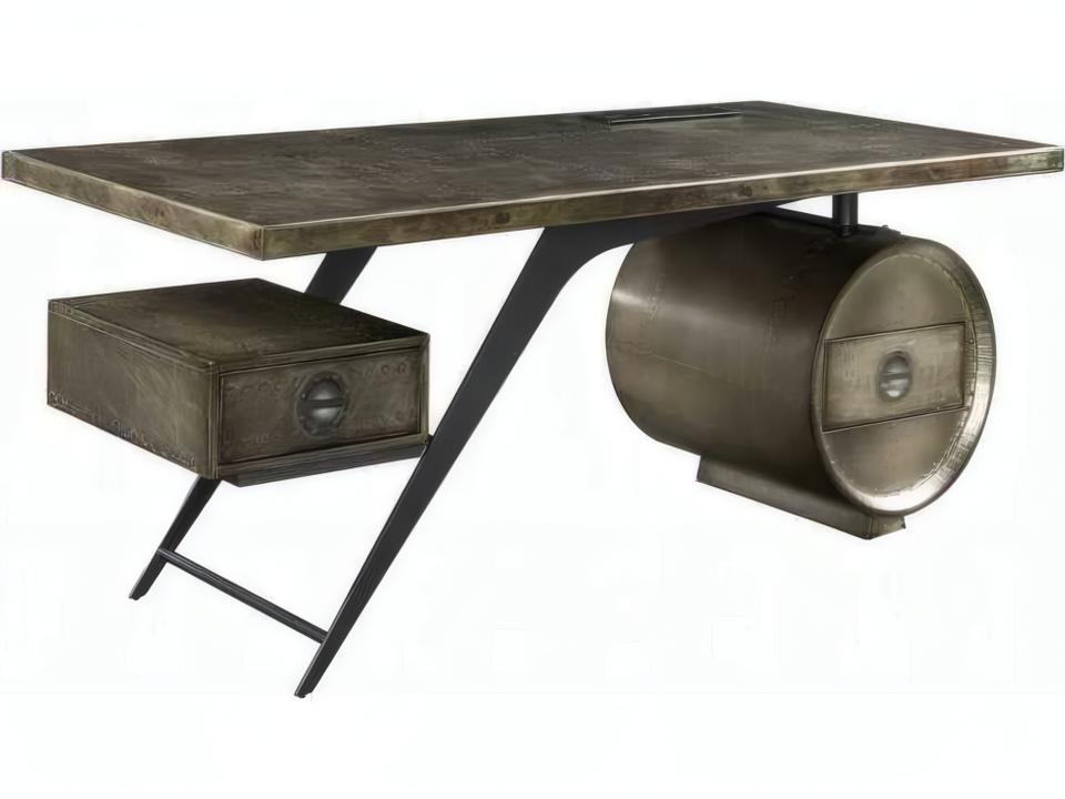 Brancaster Executive Writing Desk Bronze Aluminum with Integrated Power Dock