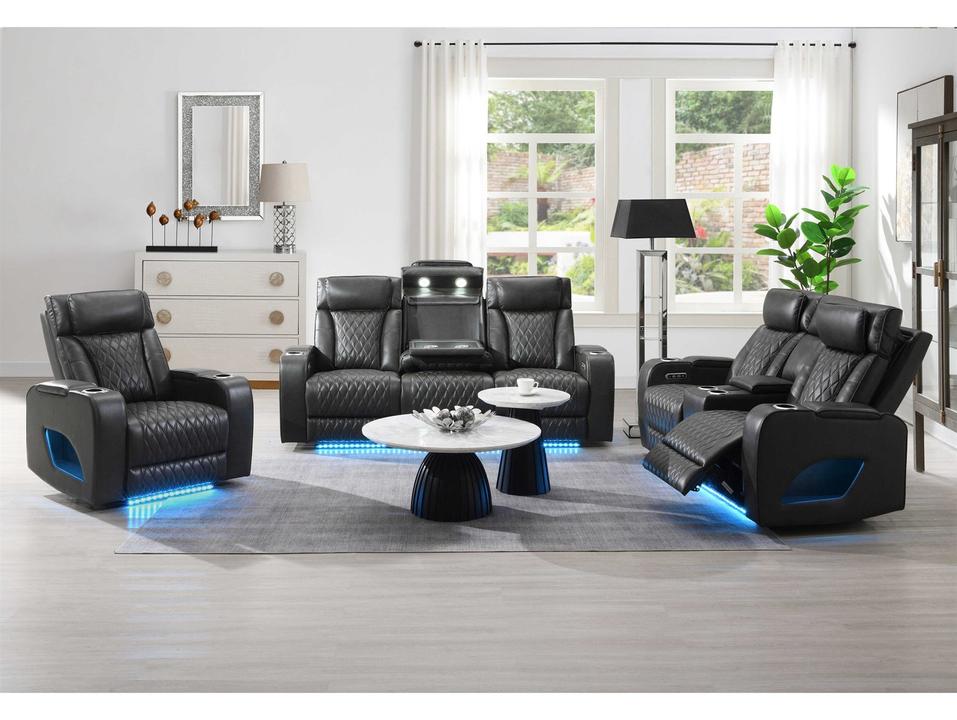Taddeo Black Living Room Sofa Set