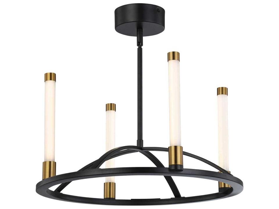 4-Light Infiniti Chandelier in Matte Black and Brass