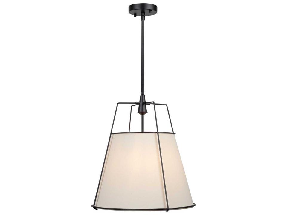 Pullman 3-Light Pendant Light in Black with Linen Shades
