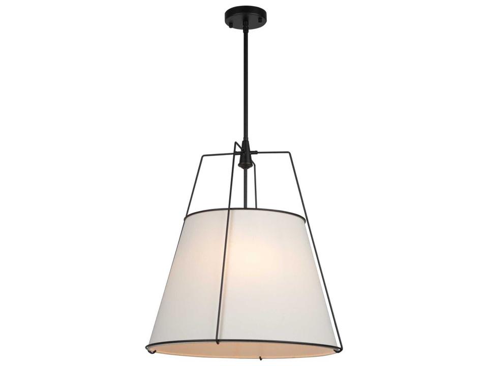 Pullman 4-Light Pendant Light in Black with Cream Linen Shade