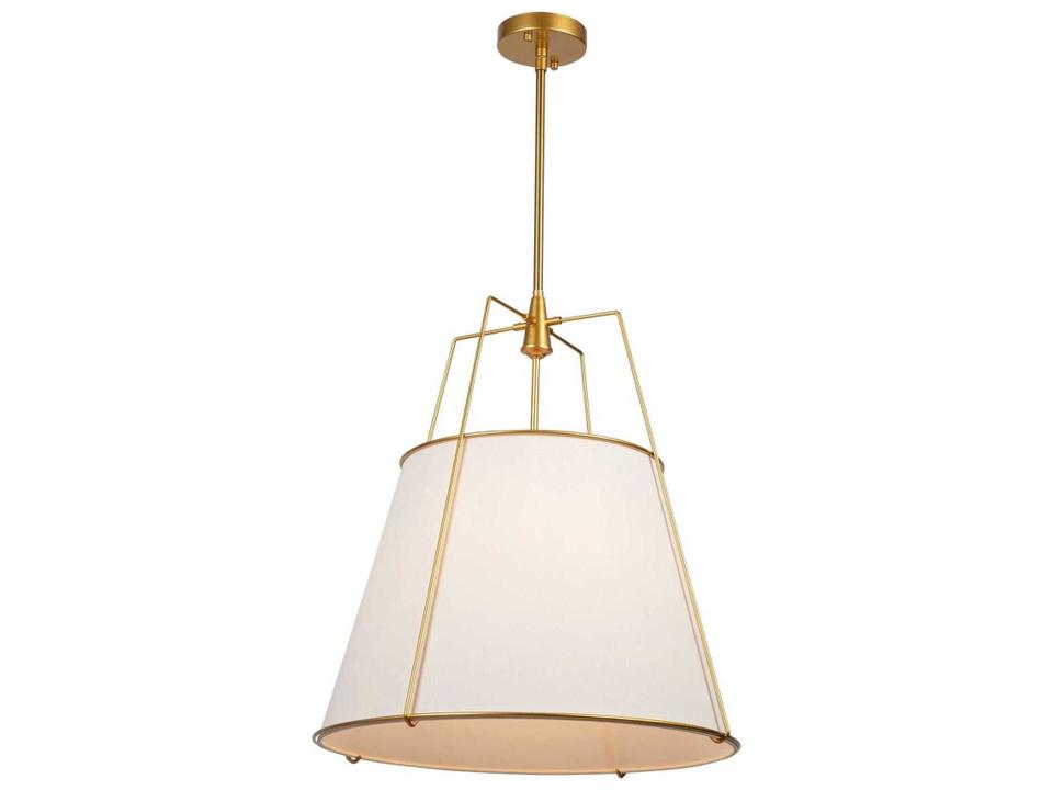 Pullman 4-Light Pendant Light in Brass with Cream Linen Shade