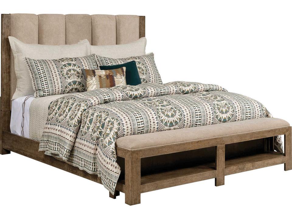 Skyline Meadowood Queen Upholstered Bed in Smoke White Oak