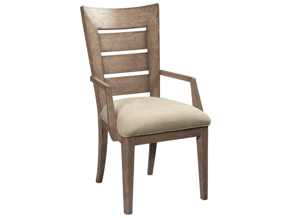 Skyline Hardwood Brown Upholstered Arm Dining Chair