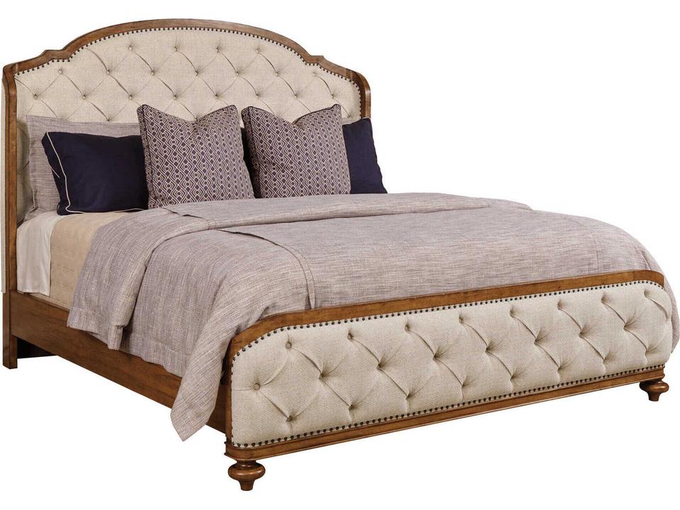 Berkshire Glendale Upholstered Shelter King Bed in Cognac
