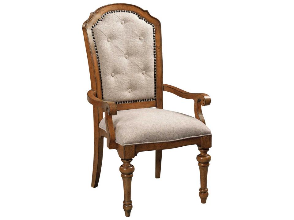 Berkshire Diamond Hardwood Brown Upholstered Arm Dining Chair