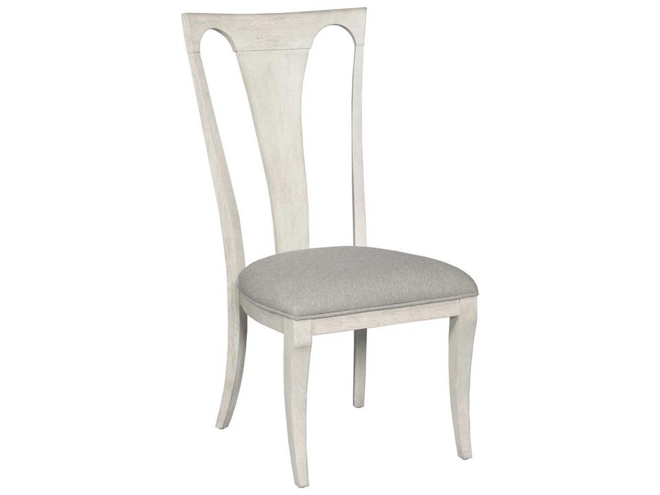 Harmony Nevin Oak Wood White Upholstered Armless Dining Chair
