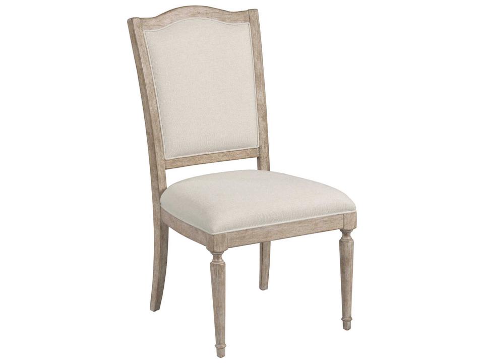 Cambric Daniella Oak Wood Beige Upholstered Armless Dining Chair