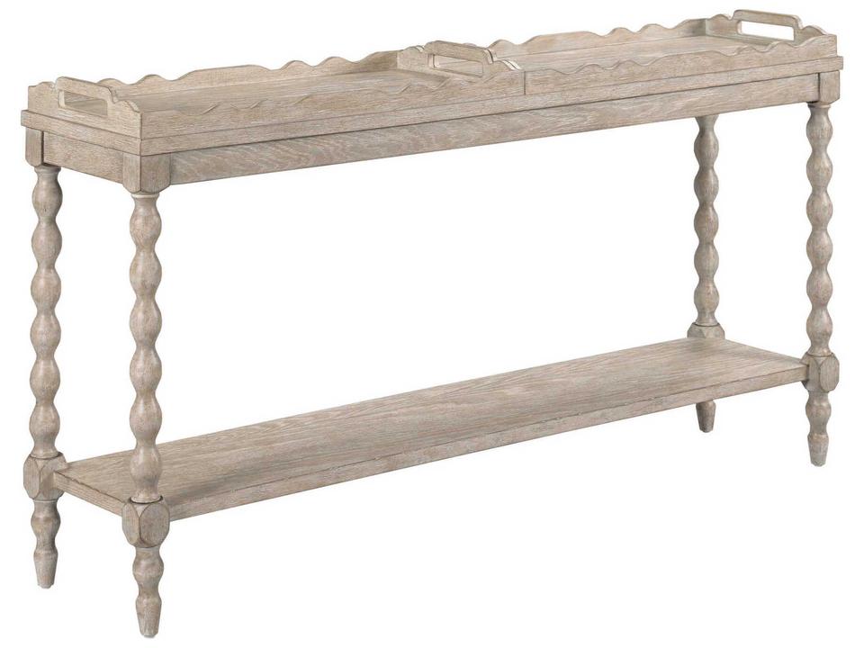 Cambric Batiste Rectangle Console Table in Taupe White Oak