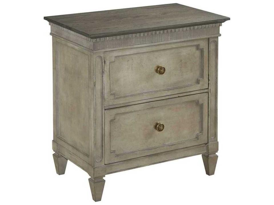 Savona Ax 2-Drawers Gray Elm Wood Nightstand