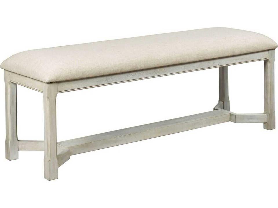 Litchfield Clayton Upholstered Bench in Sunwashed Oak and Cambric Ivory Fabric