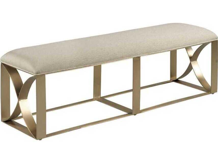 Lenox Upholstered Accent Bench with Metal Base and Lennox Cream Fabric