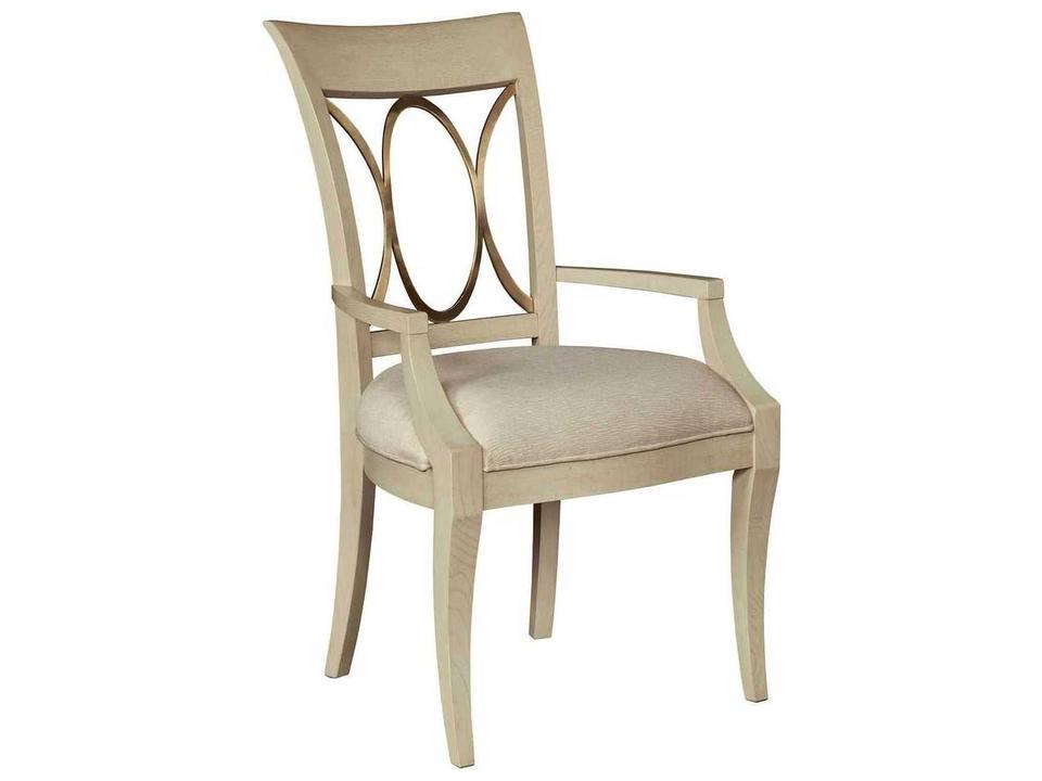 Lenox Hardwood Beige Upholstered Arm Dining Chair