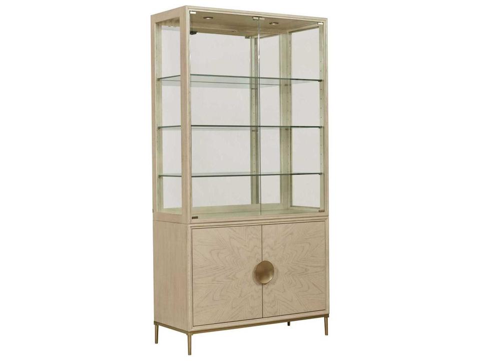 Lenox Baltic China Cabinet in Alabaster Oak and Brassy Champagne